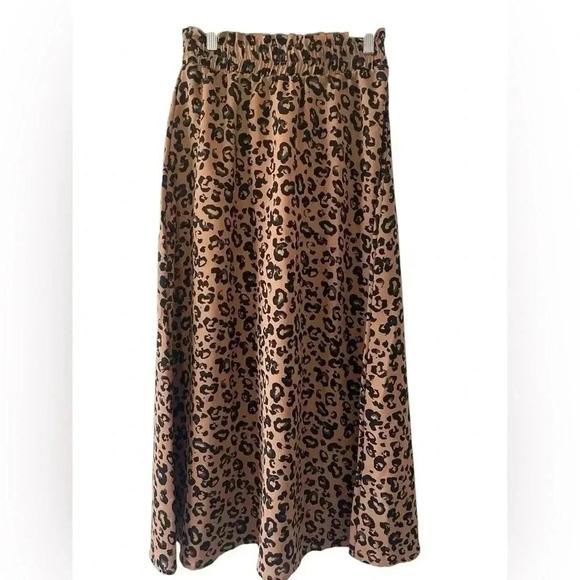 Vero Moda AWARE Leopard Print High Low Midi Skirt Brown XS - Picture 2 of 9
